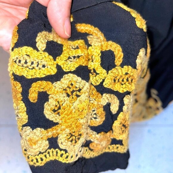 Double D Ranch Maxi Skirt Womens Size Medium M Vintage Tiered Embroidered Black - Picture 6 of 9